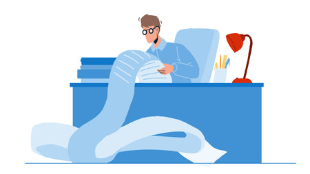 Businessman Busy With Paperwork In Office Vectorのイラスト素材