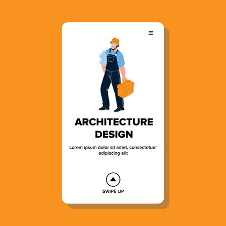 Architecture Design Draft Holding Architect Vector flatのイラスト素材