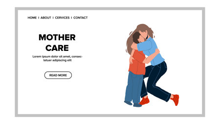 Mother Care And Love Little Son, Parenthood Vectorのイラスト素材