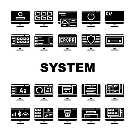 Operating System Pc Collection Icons Set Vectorのイラスト素材