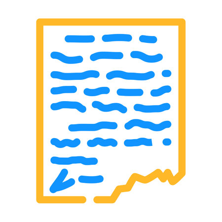 letter, manuscript or historical document museum exhibit color icon vector illustrationのイラスト素材