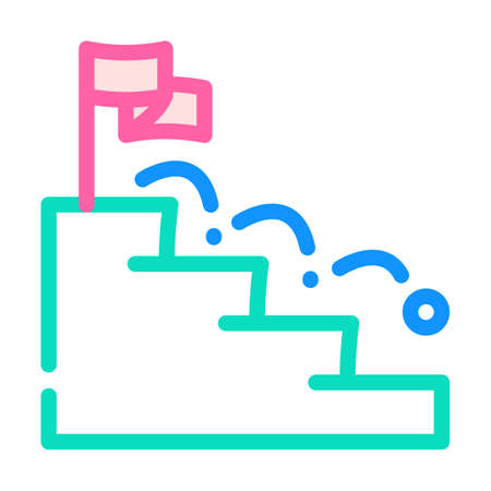 ball falling on stairs color icon vector illustrationのイラスト素材
