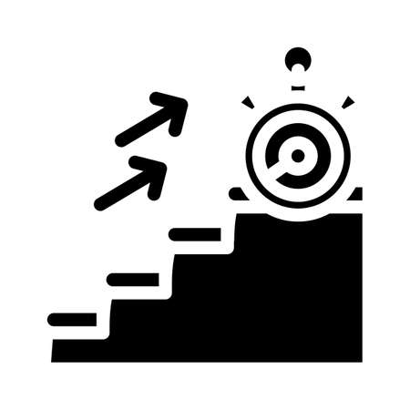 time for run on stair glyph icon vector illustrationのイラスト素材