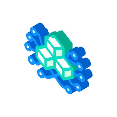 blockchain blocks isometric icon vector illustration signのイラスト素材
