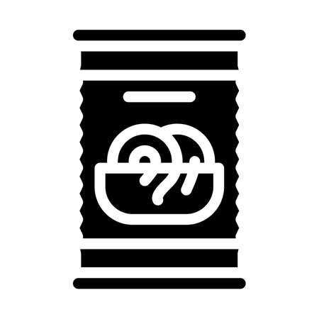 spaghetti canned food glyph icon vector. spaghetti canned food sign. isolated contour symbol black illustrationのイラスト素材
