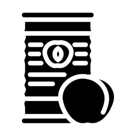 peaches canned food glyph icon vector. peaches canned food sign. isolated contour symbol black illustrationのイラスト素材