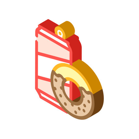 donuts snack and drink bottle isometric icon vector. donuts snack and drink bottle sign. isolated symbol illustrationのイラスト素材