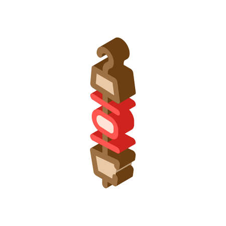 kebab with vegetables on stick isometric icon vector. kebab with vegetables on stick sign. isolated symbol illustrationのイラスト素材