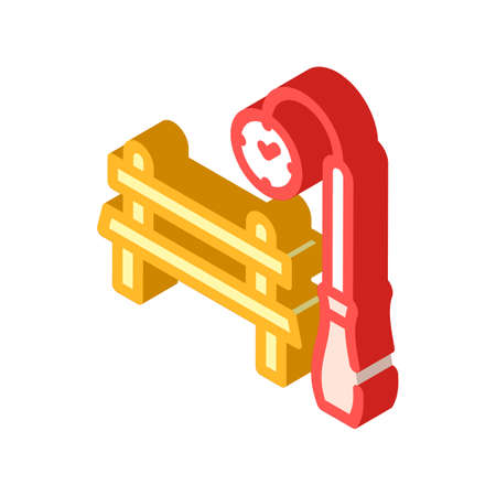 park bench and clock for date isometric icon vector. park bench and clock for date sign. isolated symbol illustrationのイラスト素材