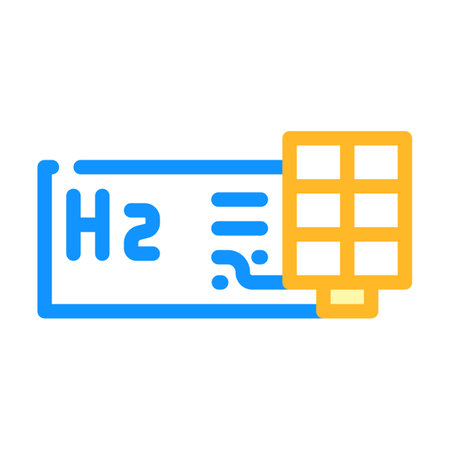 production hydrogen with solar panels color icon vector. production hydrogen with solar panels sign. isolated symbol illustrationのイラスト素材