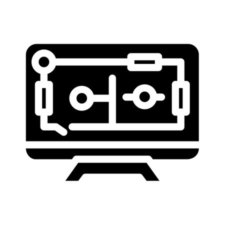 house control, smart home computer screen glyph icon vector. house control, smart home computer screen sign. isolated contour symbol black illustrationのイラスト素材