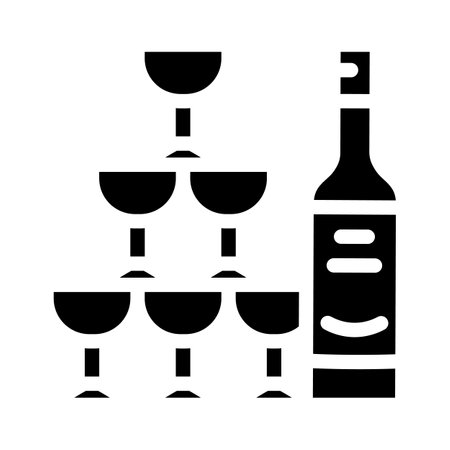 champagne wedding drink for guests glyph icon vector. champagne wedding drink for guests sign. isolated contour symbol black illustrationのイラスト素材