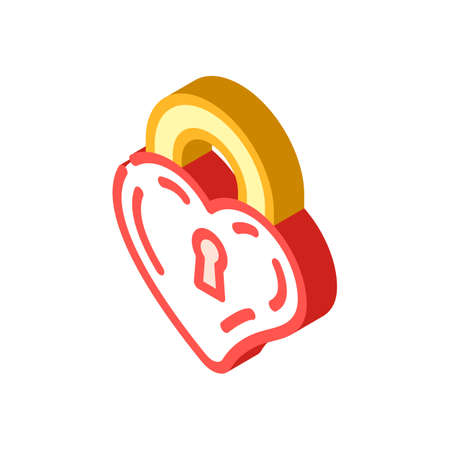 lock in heart form isometric icon vector. lock in heart form sign. isolated symbol illustrationのイラスト素材