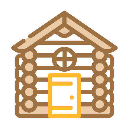 wooden hut house color icon vector. wooden hut house sign. isolated symbol illustrationのイラスト素材