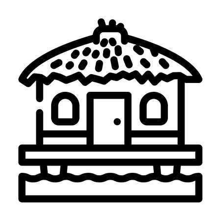 bungalow on water house line icon vector. bungalow on water house sign. isolated contour symbol black illustrationのイラスト素材