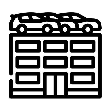 building car parking line icon vector. building car parking sign. isolated contour symbol black illustrationのイラスト素材