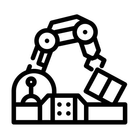 robotic arm conveyor production line icon vector. robotic arm conveyor production sign. isolated contour symbol black illustrationのイラスト素材