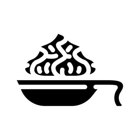 spice wasabi on plate glyph icon vector. spice wasabi on plate sign. isolated contour symbol black illustrationのイラスト素材