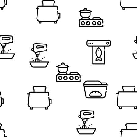 Kitchen Electronics Vector Seamless Pattern Thin Line Illustrationのイラスト素材