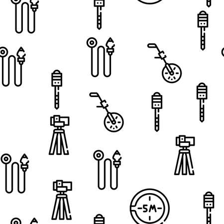 Geodesy Equipment Vector Seamless Pattern Thin Line Illustrationのイラスト素材