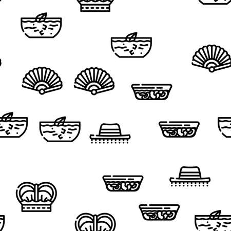Spain Nation Heritage Vector Seamless Pattern Thin Line Illustrationのイラスト素材