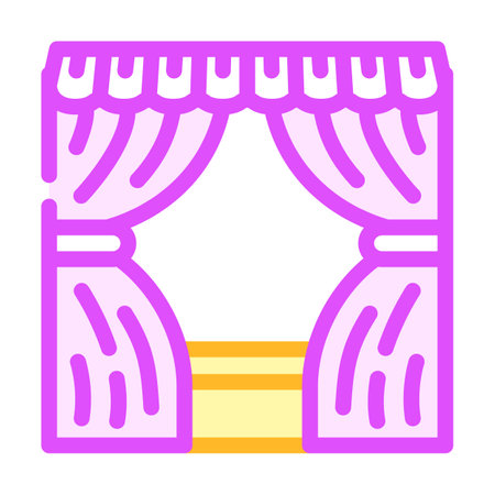 scene with curtains color icon vector. scene with curtains sign. isolated symbol illustrationのイラスト素材