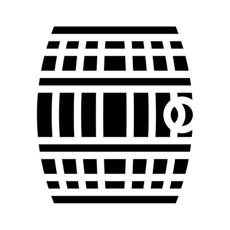 barrel with gunpowder or rum glyph icon vector. barrel with gunpowder or rum sign. isolated contour symbol black illustrationのイラスト素材