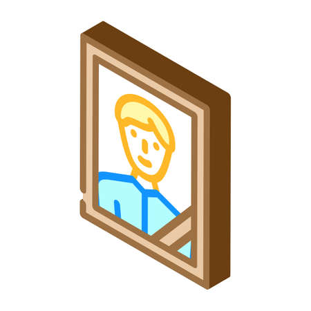 portrait with funeral ribbon isometric icon vector. portrait with funeral ribbon sign. isolated symbol illustrationのイラスト素材