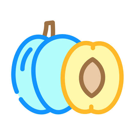 plum fruit color icon vector. plum fruit sign. isolated symbol illustrationのイラスト素材