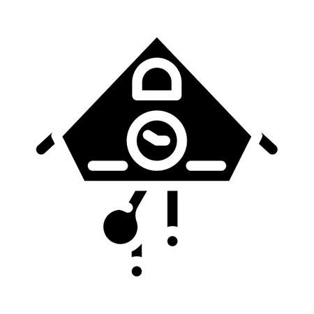 cuckoo clock glyph icon vector. cuckoo clock sign. isolated contour symbol black illustrationのイラスト素材
