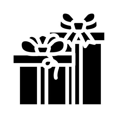 christmas gift boxes glyph icon vector. christmas gift boxes sign. isolated contour symbol black illustrationのイラスト素材
