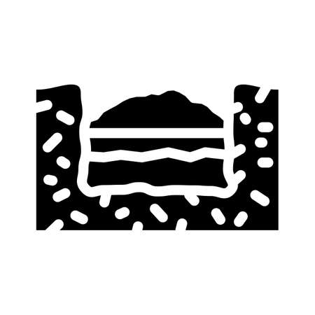 burial solid waste glyph icon vector. burial solid waste sign. isolated contour symbol black illustrationのイラスト素材