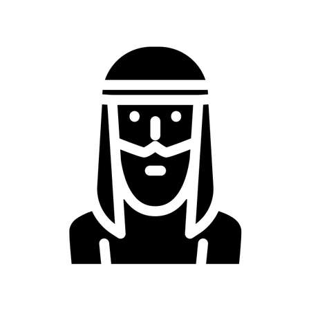 arab muslim guy glyph icon vector. arab muslim guy sign. isolated contour symbol black illustrationのイラスト素材