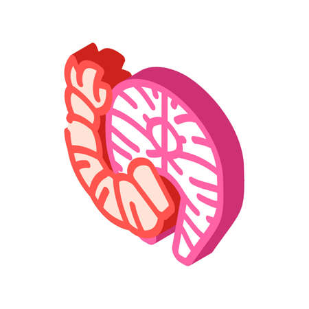 sea product fish and shrimp isometric icon vector. sea product fish and shrimp sign. isolated symbol illustrationのイラスト素材