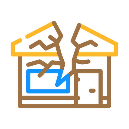 crashed house color icon vector. crashed house sign. isolated symbol illustrationのイラスト素材