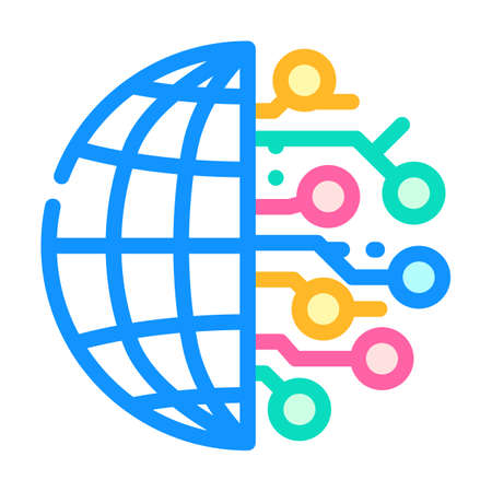 digitalization global business color icon vector. digitalization global business sign. isolated symbol illustrationのイラスト素材