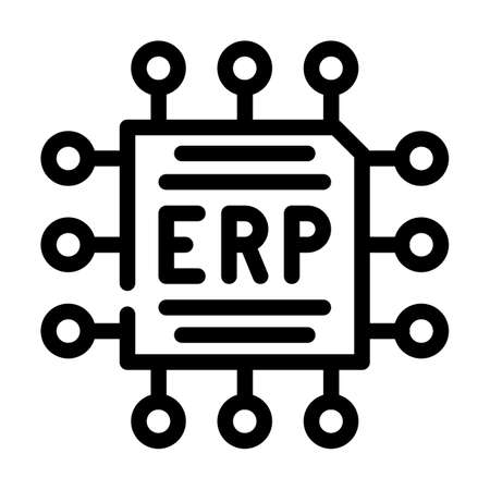 cpu enterprise resource planning line icon vector. cpu enterprise resource planning sign. isolated contour symbol black illustrationのイラスト素材