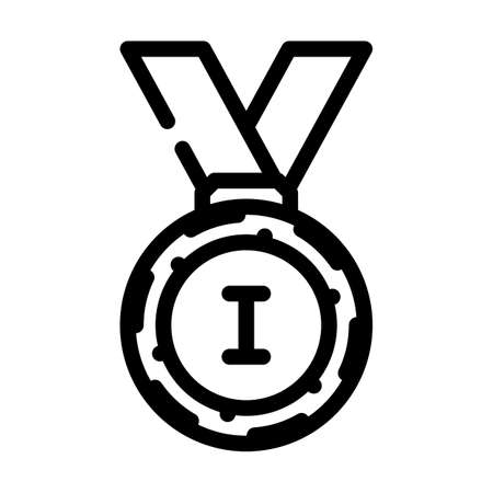 medal athlete winner award line icon vector. medal athlete winner award sign. isolated contour symbol black illustrationのイラスト素材