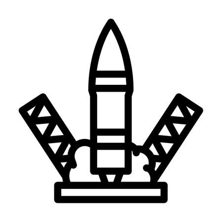 rocket launch line icon vector. rocket launch sign. isolated contour symbol black illustrationのイラスト素材