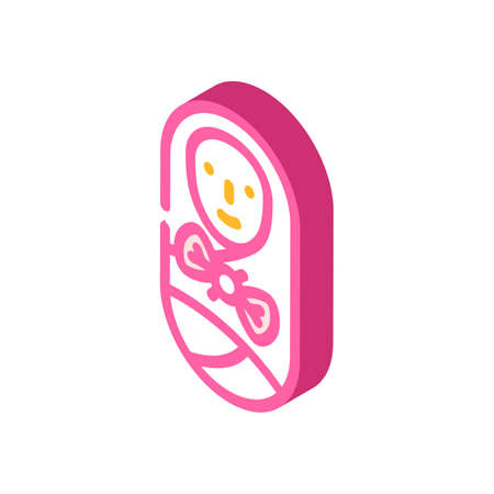 newborn baby girl isometric icon vector. newborn baby girl sign. isolated symbol illustrationのイラスト素材