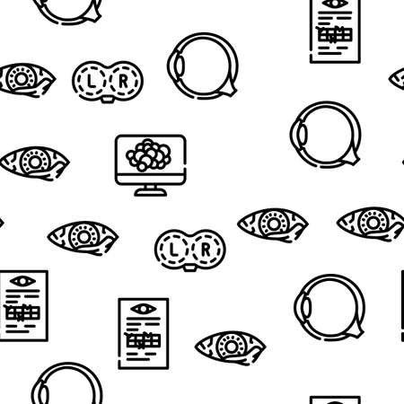 Ophthalmology Eye Disease Treat Vector Seamless Pattern Thin Line Illustrationのイラスト素材