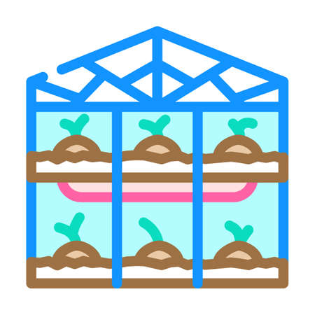 greenhouse farmland construction color icon vector. greenhouse farmland construction sign. isolated symbol illustrationのイラスト素材