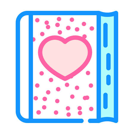 fluffy diary with heart color icon vector. fluffy diary with heart sign. isolated symbol illustrationのイラスト素材