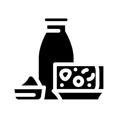 milk and cheese dairy product glyph icon vector. milk and cheese dairy product sign. isolated contour symbol black illustrationのイラスト素材