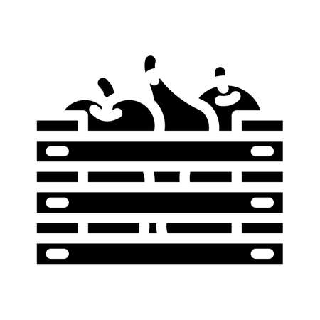 fruits in box glyph icon vector. fruits in box sign. isolated contour symbol black illustrationのイラスト素材