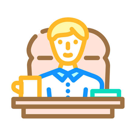boss at office table color icon vector. boss at office table sign. isolated symbol illustrationのイラスト素材