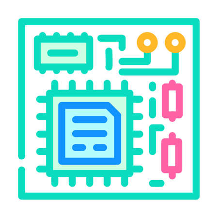 cpu board color icon vector. cpu board sign. isolated symbol illustrationのイラスト素材