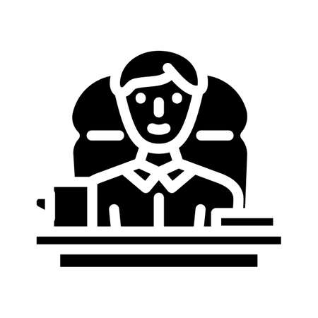 boss at office table glyph icon vector. boss at office table sign. isolated contour symbol black illustrationのイラスト素材
