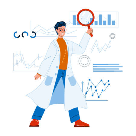 data scientist ai analysis science. algorithm business technology character web flat cartoon illustrationのイラスト素材