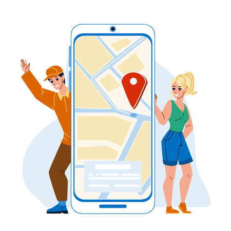 shipment tracking delivery order route. truck service. package app transport character web flat cartoon illustrationのイラスト素材